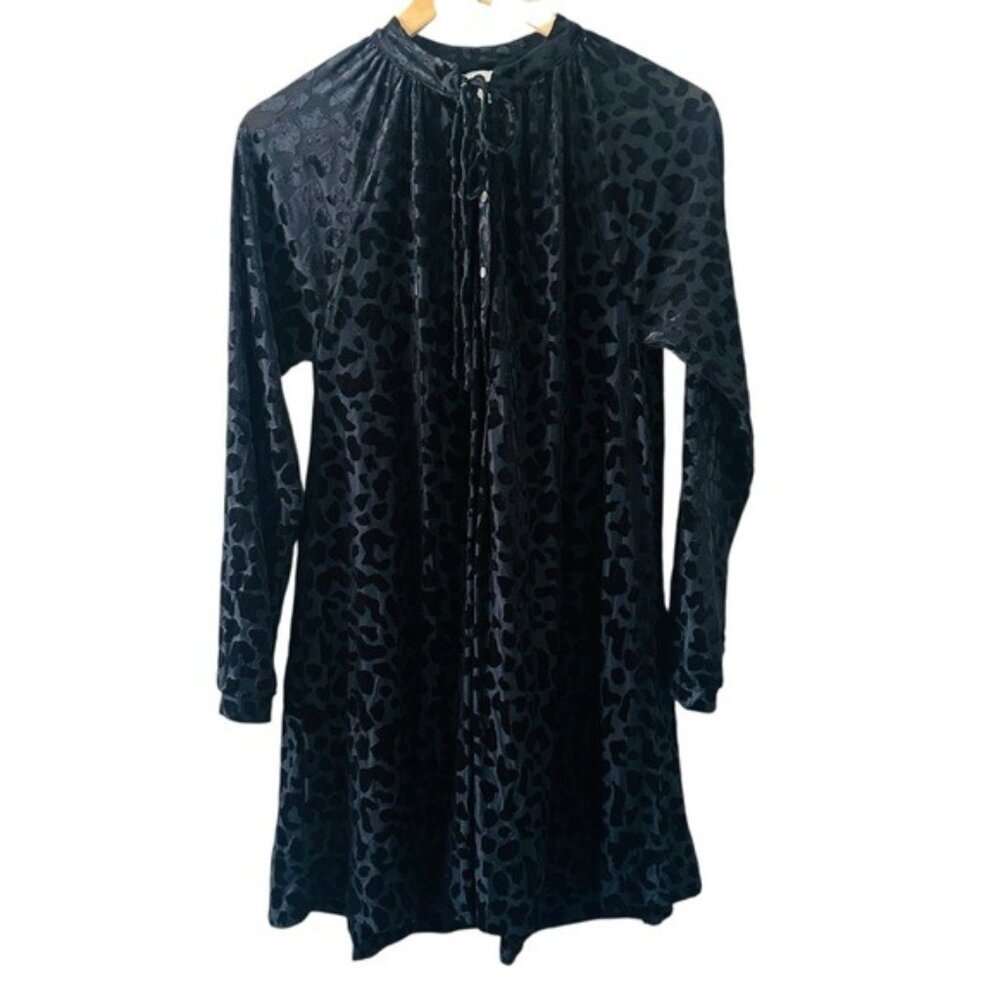 Buddy Love Women's Size Small Kylie Black with Black Leopard Velvet Dress